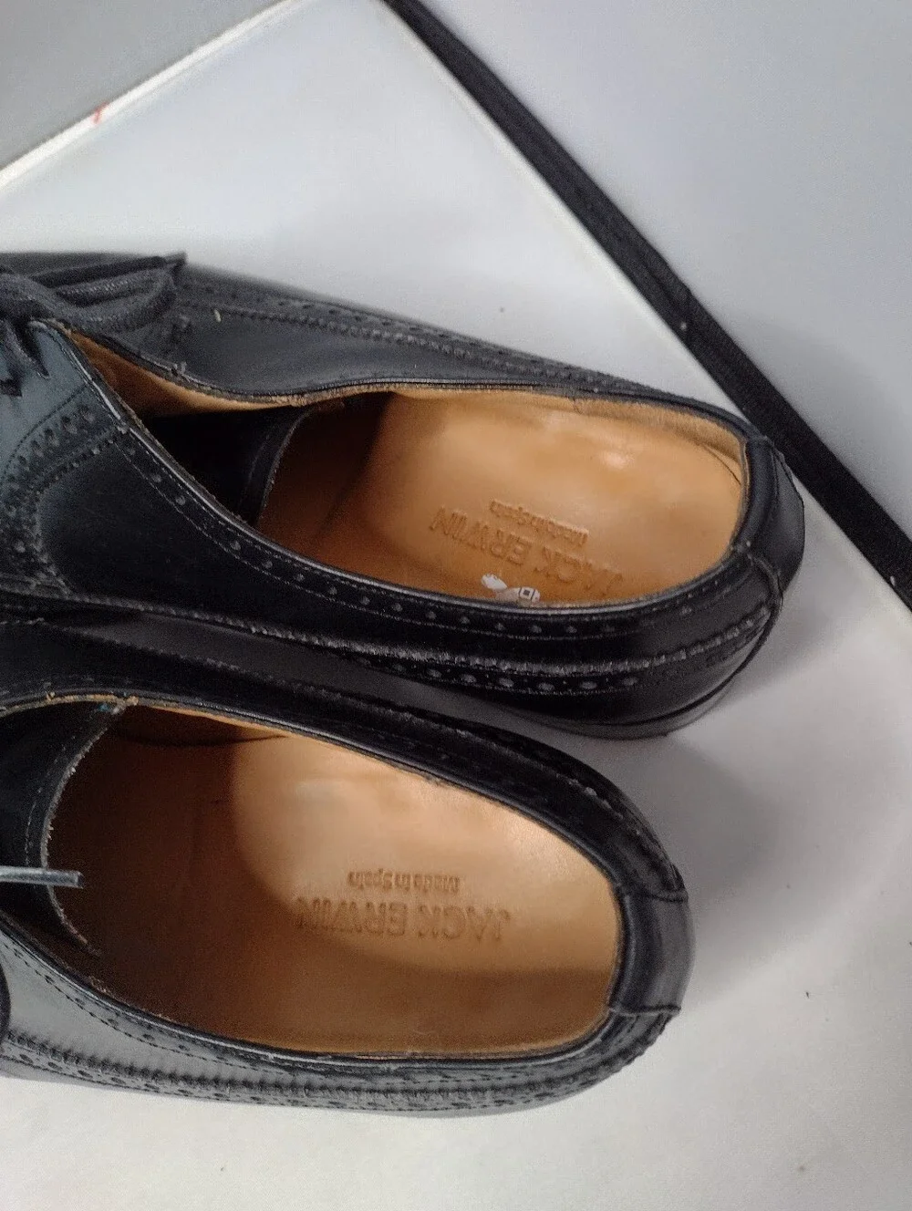 Jack Erwin  Hubert Leather Dress Shoes Oxford Cap Toe Lace 7.5 Black Mens B